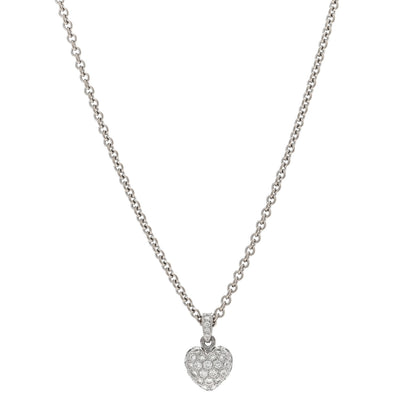 Cartier 18K White Gold Diamond Small Heart Paved Pendant Necklace 1 of 4