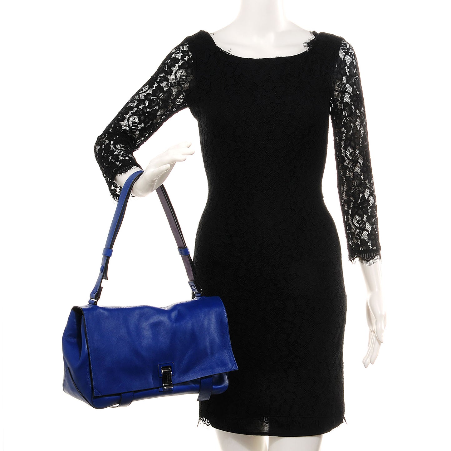 Leather Double Sided PS Courier Bag Royal Blue Veruca Salt