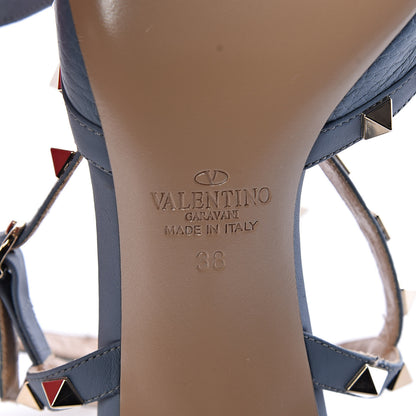 Valentino Garavani Pebbled Calfskin Rockstud Ankle Strap 65mm Pumps 38 Niagara 7 of 9