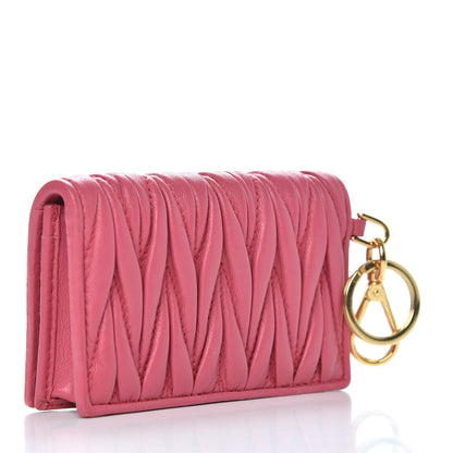 Miu Miu Nappa Matelasse Flap Card Holder Key Ring Peonia 3 of 10