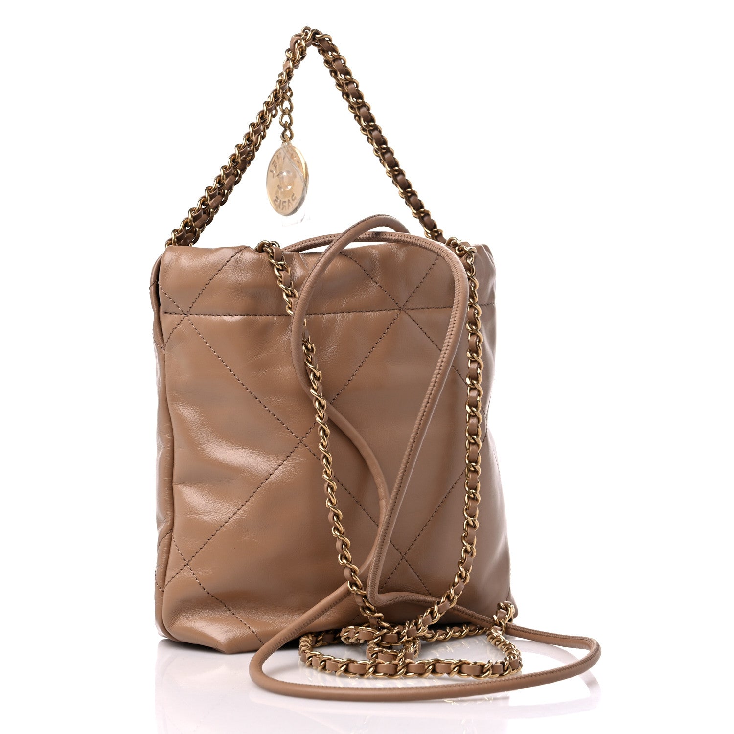 Chanel Shiny Calfskin Quilted Mini Chanel 22 Dark Beige 3 of 10