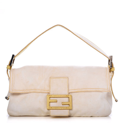 Fendi Denim Python Baguette White Yellow 1 of 21