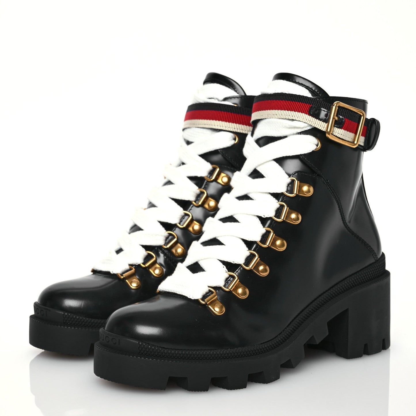 Calfskin Sylvie Web Womens Lace Up Combat Boots 35 Black
