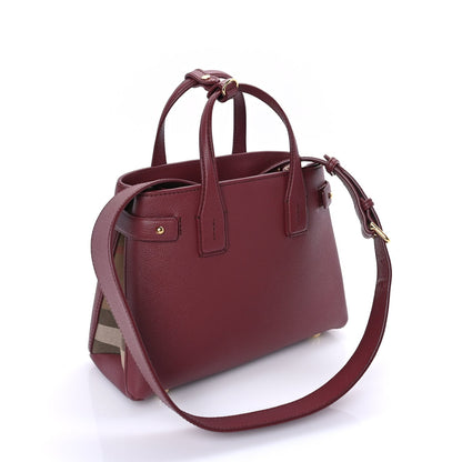 Burberry Grainy Calfskin House Check Small Banner Tote Crimson 2 of 7