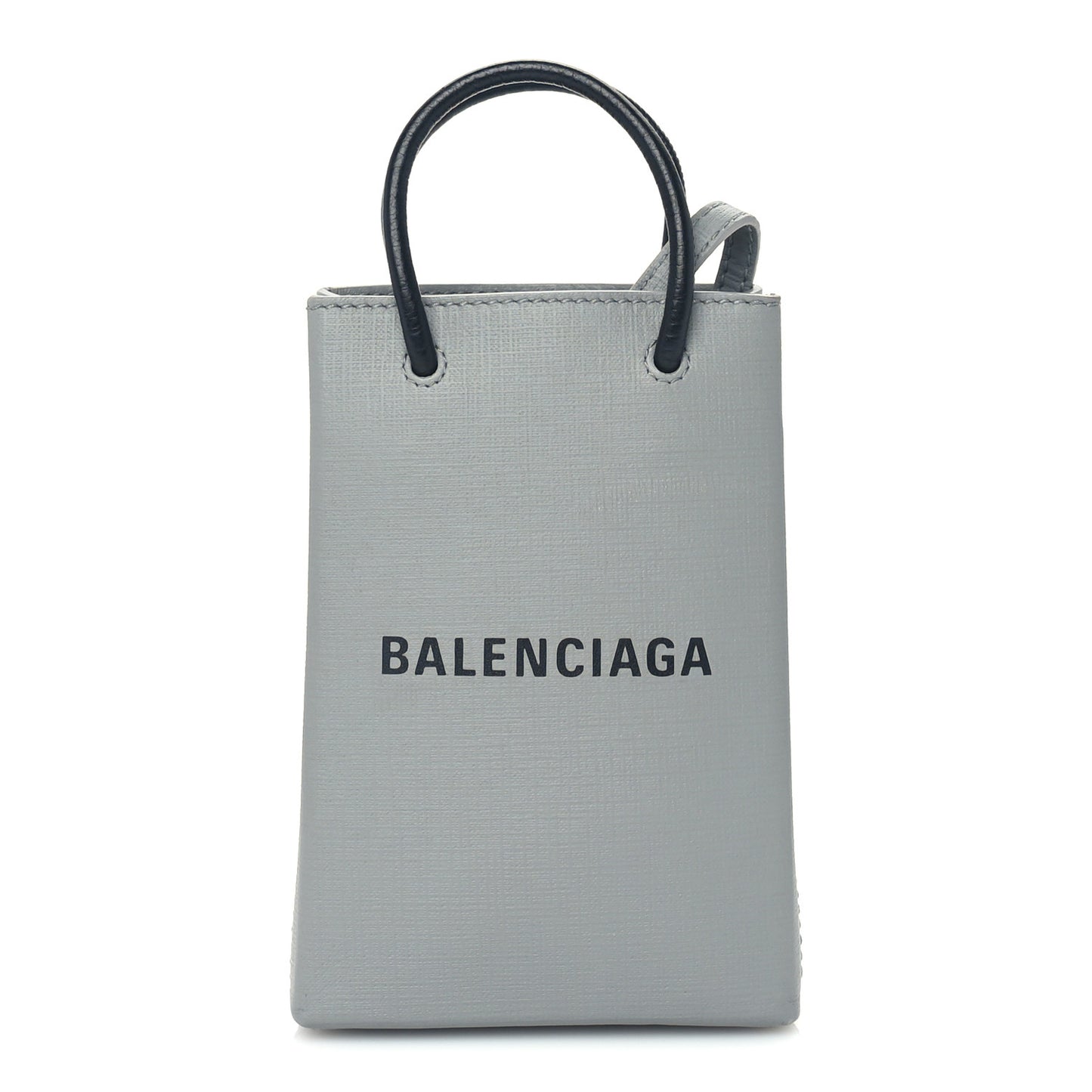 Squared Calfskin Logo Shopping Phone Holder Bag Balenciaga Grey