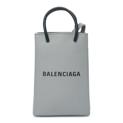 Balenciaga Squared Calfskin Logo Shopping Phone Holder Bag Balenciaga Grey 1 of 8