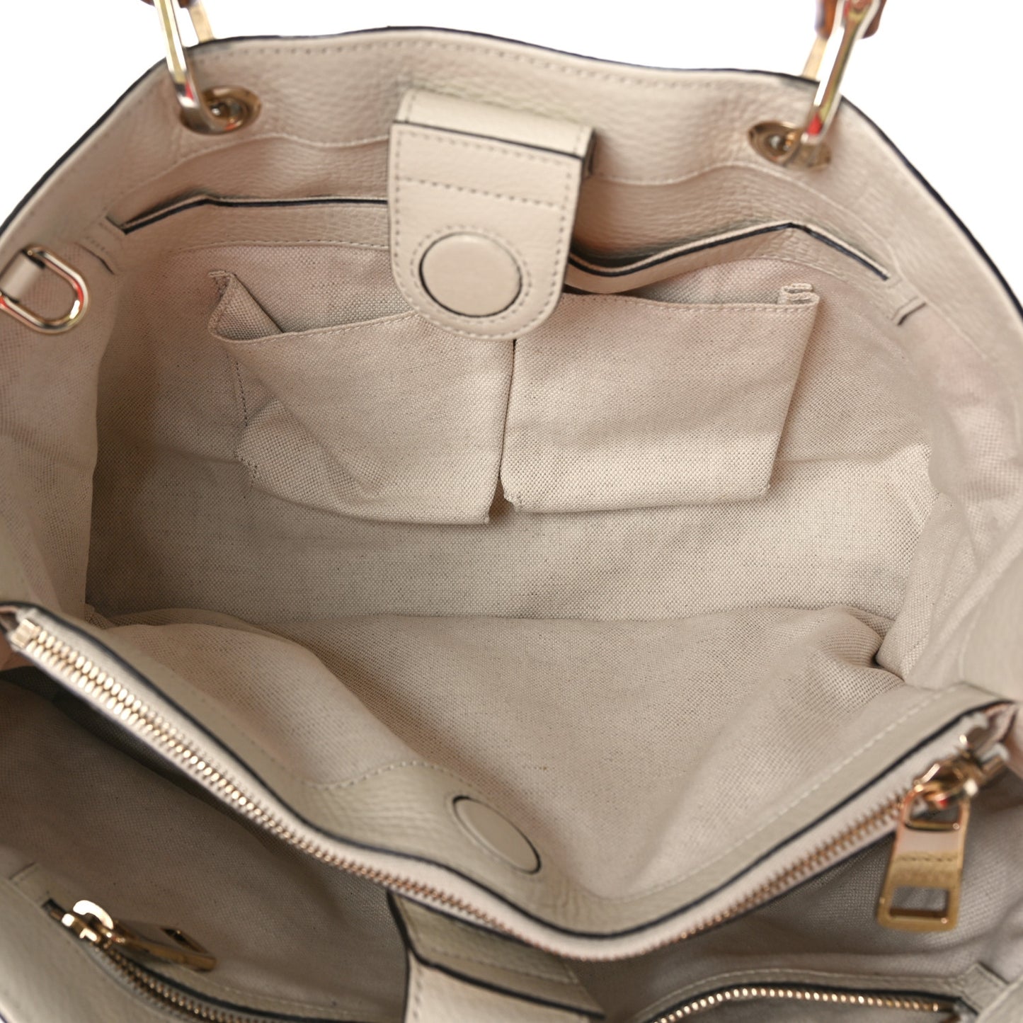 Pebbled Calfskin Medium Bamboo Shopper Tote Off White