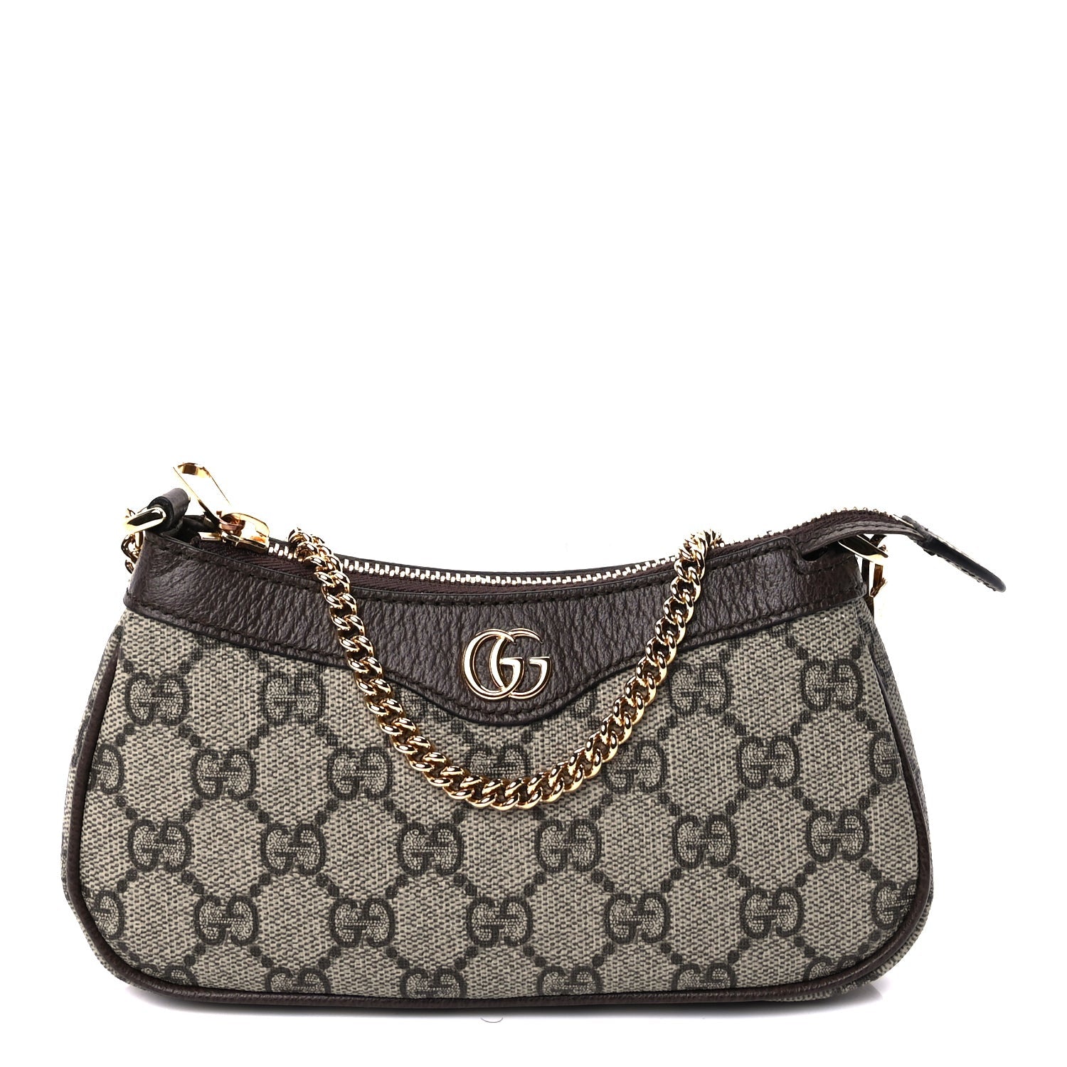 Gucci GG Supreme Monogram Textured Dollar Calfskin Mini Ophidia Chain Bag Beige Ebony 1 of 7