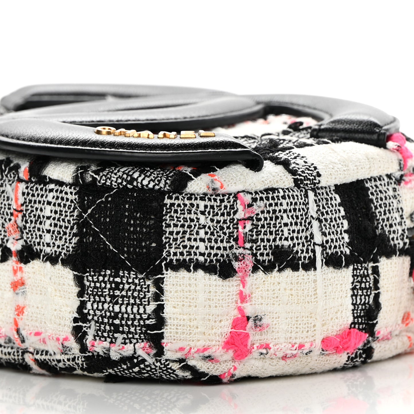 Tweed Lambskin Quilted Coco Midnight Camera Case White Black Multicolor