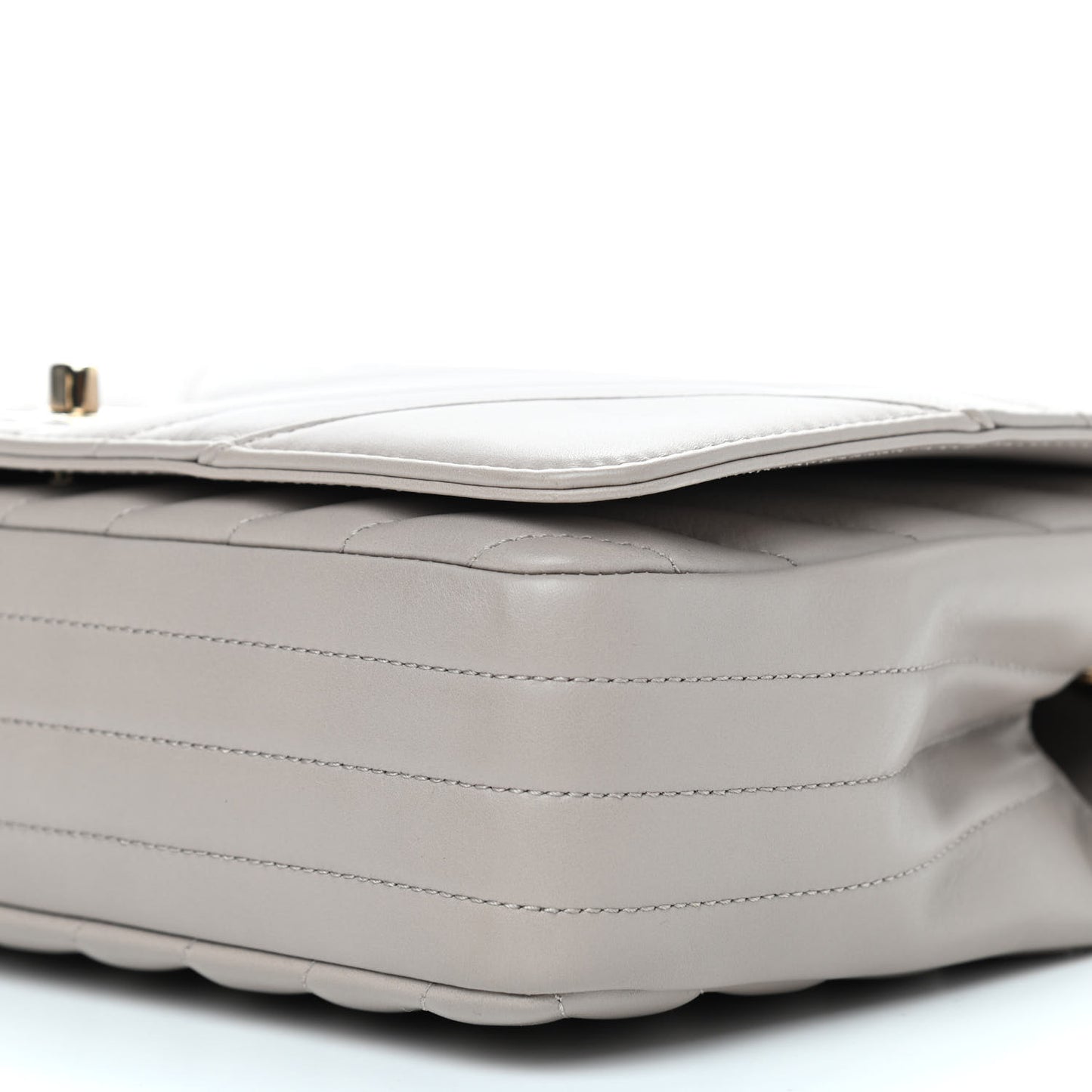 Calfskin Chevron Quilted Large Statement Flap Grey