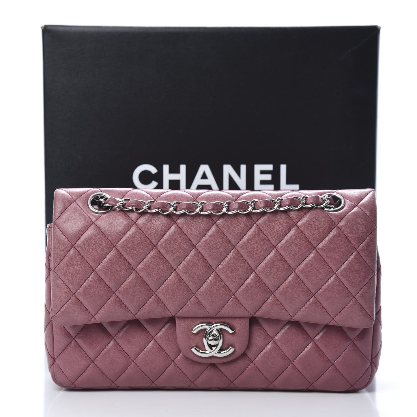 Lambskin Quilted Medium Double Flap Pink