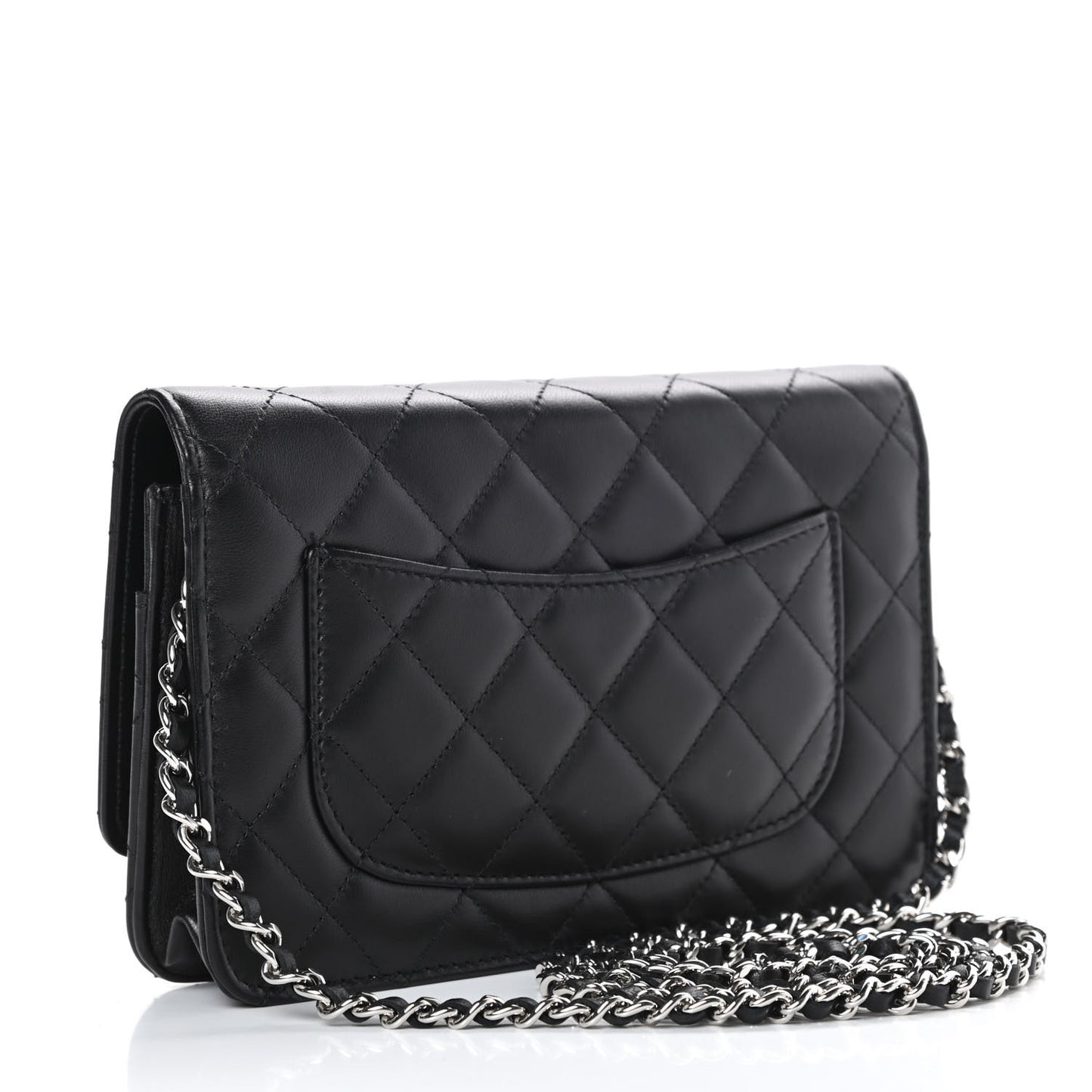 Lambskin Quilted Wallet On Chain WOC Black