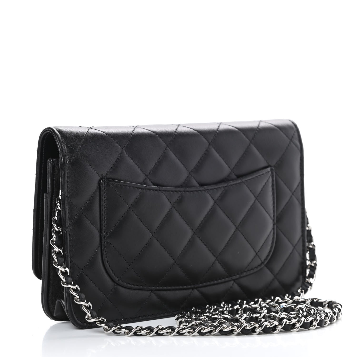 Chanel Lambskin Quilted Wallet On Chain WOC Black 3 of 12