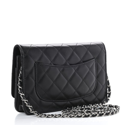 Chanel Lambskin Quilted Wallet On Chain WOC Black 3 of 12