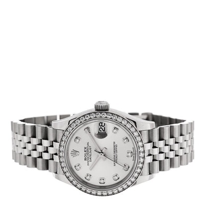 Rolex Stainless Steel 18K White Gold Diamond Bezel 31mm Oyster Perpetual Datejust Watch Silver 278384RBR 2 of 5