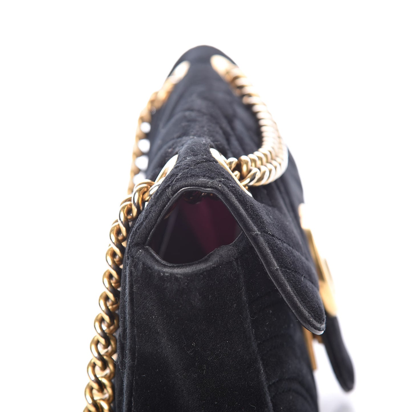 Velvet Matelasse Mini GG Marmont Shoulder Bag Black