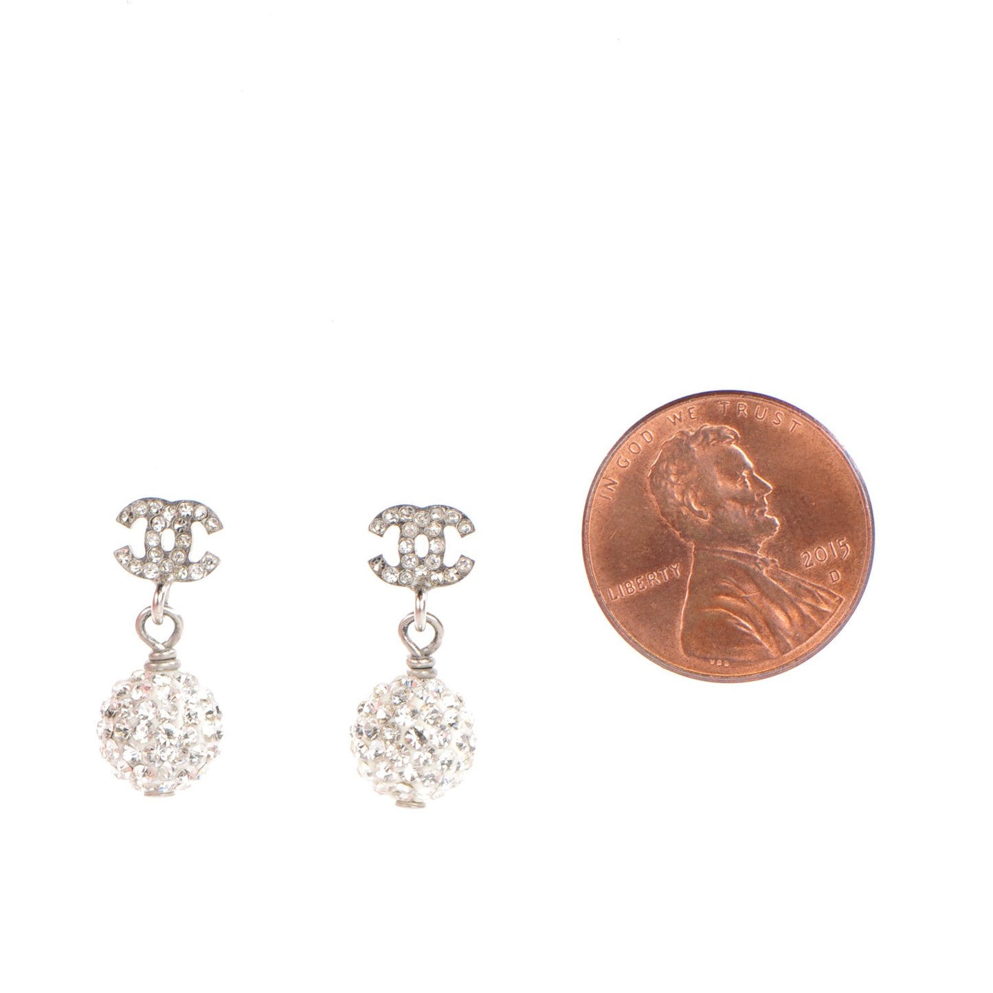 Crystal CC Drop Earrings White