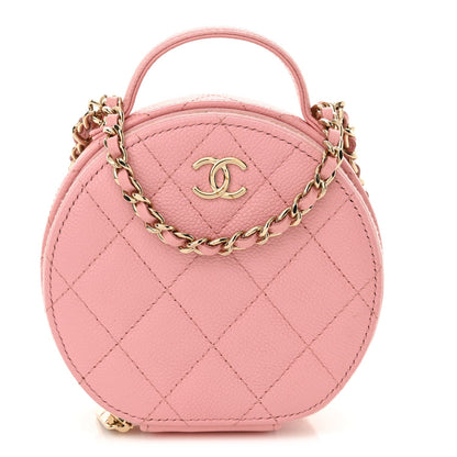 Chanel Caviar Quilted Round Handle With Care Vanity With Chain Pink 1 of 7