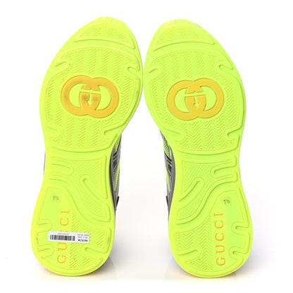 Gucci Fabric Mens Ultrapace R Mid Top Sneakers 7.5 Grey Neon Yellow Silver Loess 7 of 10