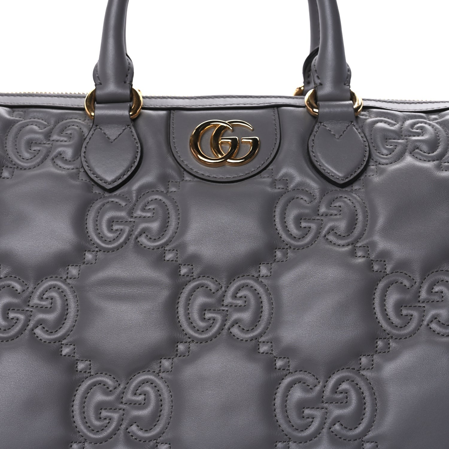 Gucci Calfskin GG Matelasse Medium Duffle Bag Dusty Grey Natural 6 of 8