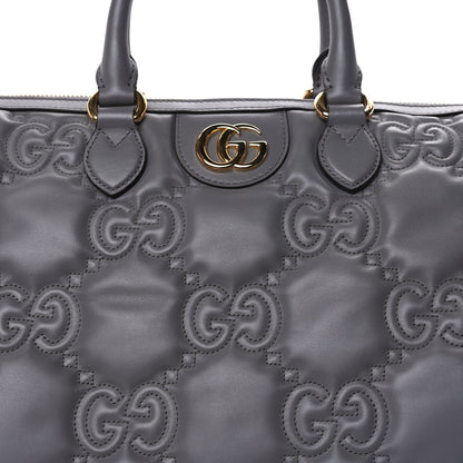 Gucci Calfskin GG Matelasse Medium Duffle Bag Dusty Grey Natural 6 of 8