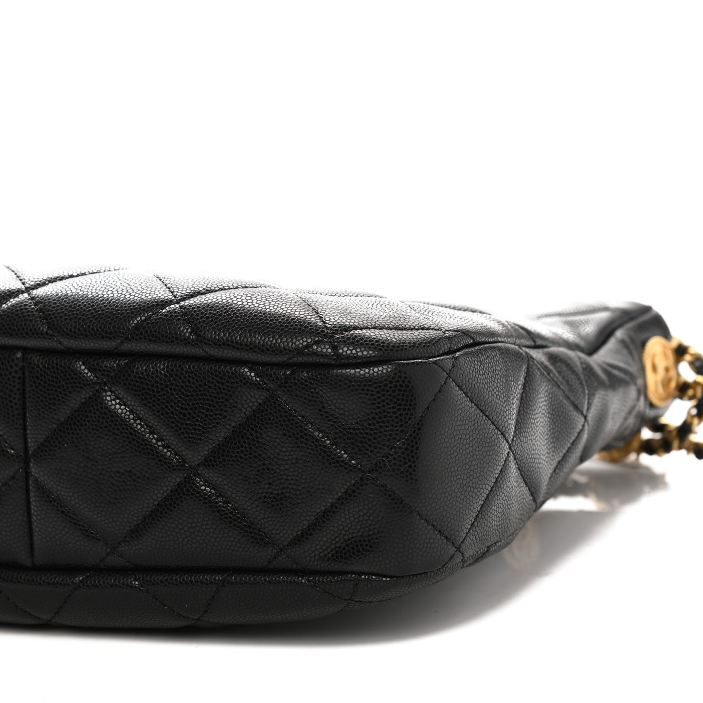 Caviar Quilted Twist Your Buttons Hobo Black