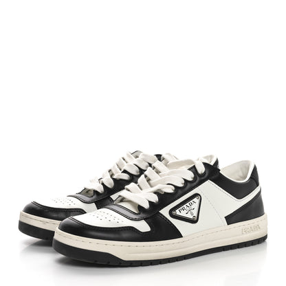 Prada Vitello Sport Spazzolato Rois Triangle Logo Womens Downtown Low Top 30mm Sneakers 37.5 White Black 4 of 9