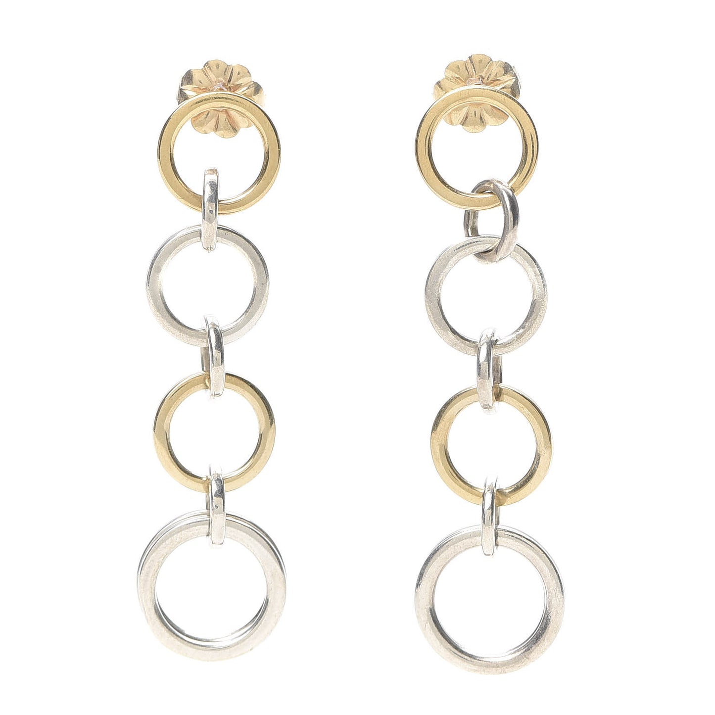 Sterling Silver 18K Yellow Gold Multi Circle Dangle Earrings