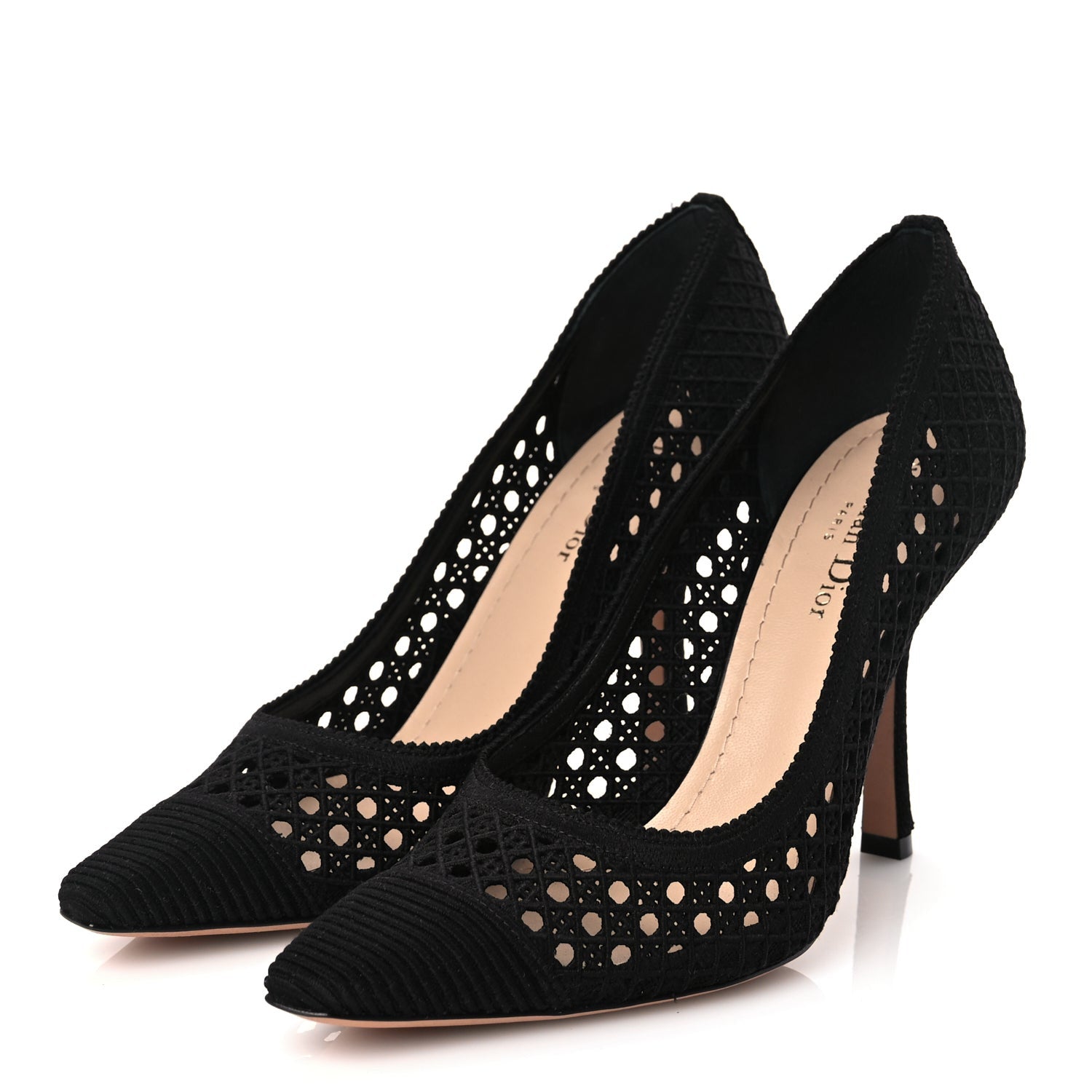 Christian Dior Mesh Cotton Cannage Dior Capture 100mm Pumps 39 Black 3 of 7
