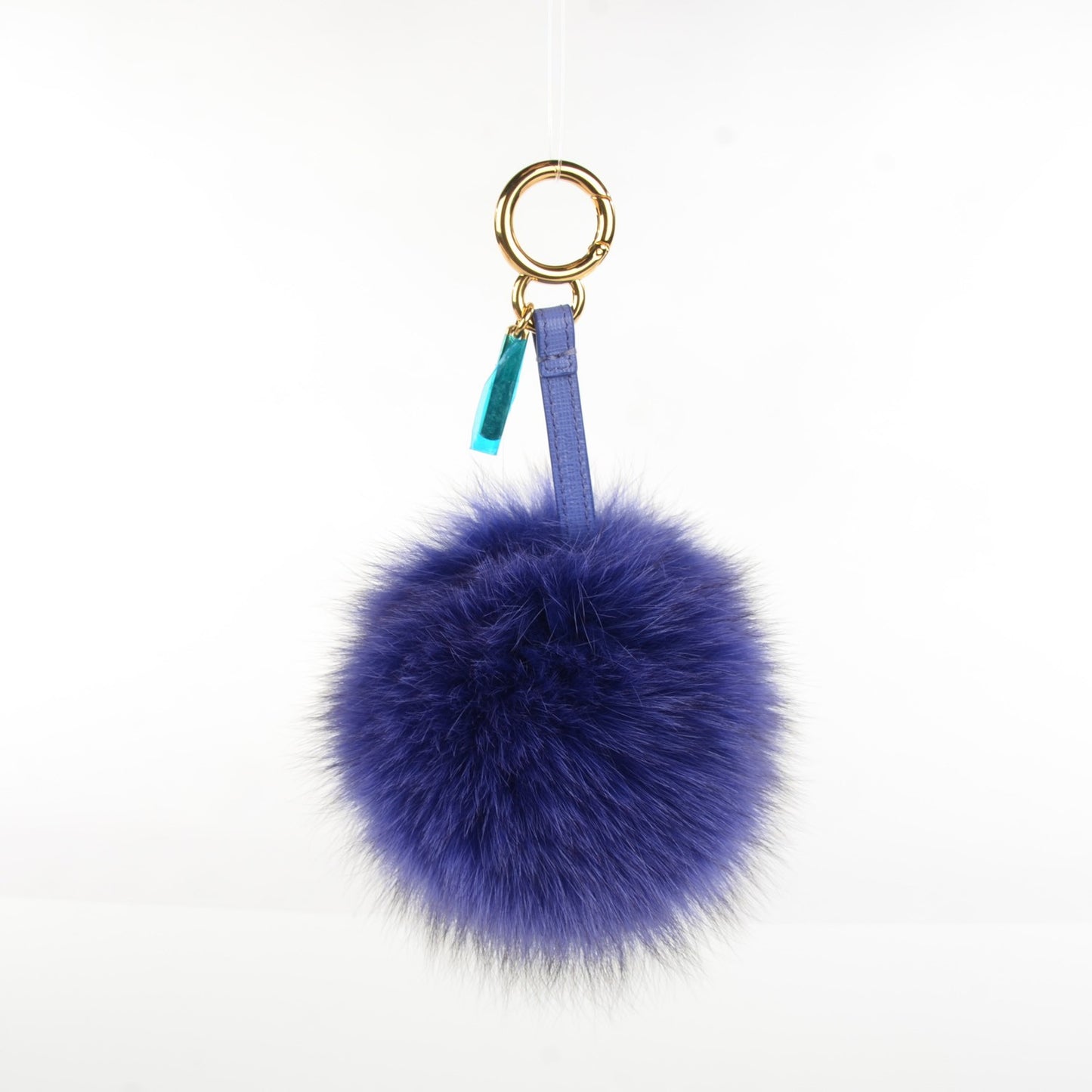 Fox Fur Vitello Elite Pom Pom Bag Charm Viola Cassis