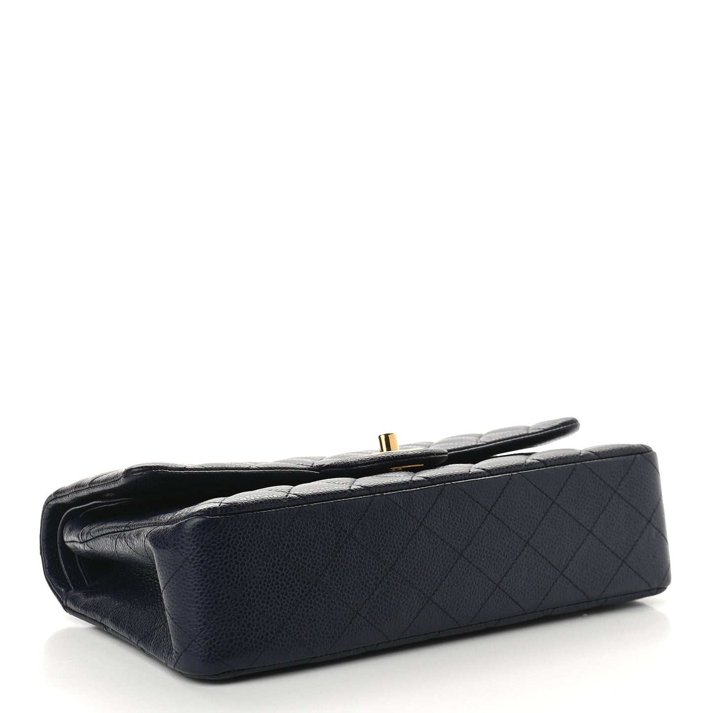 Caviar Quilted Medium Double Flap Navy