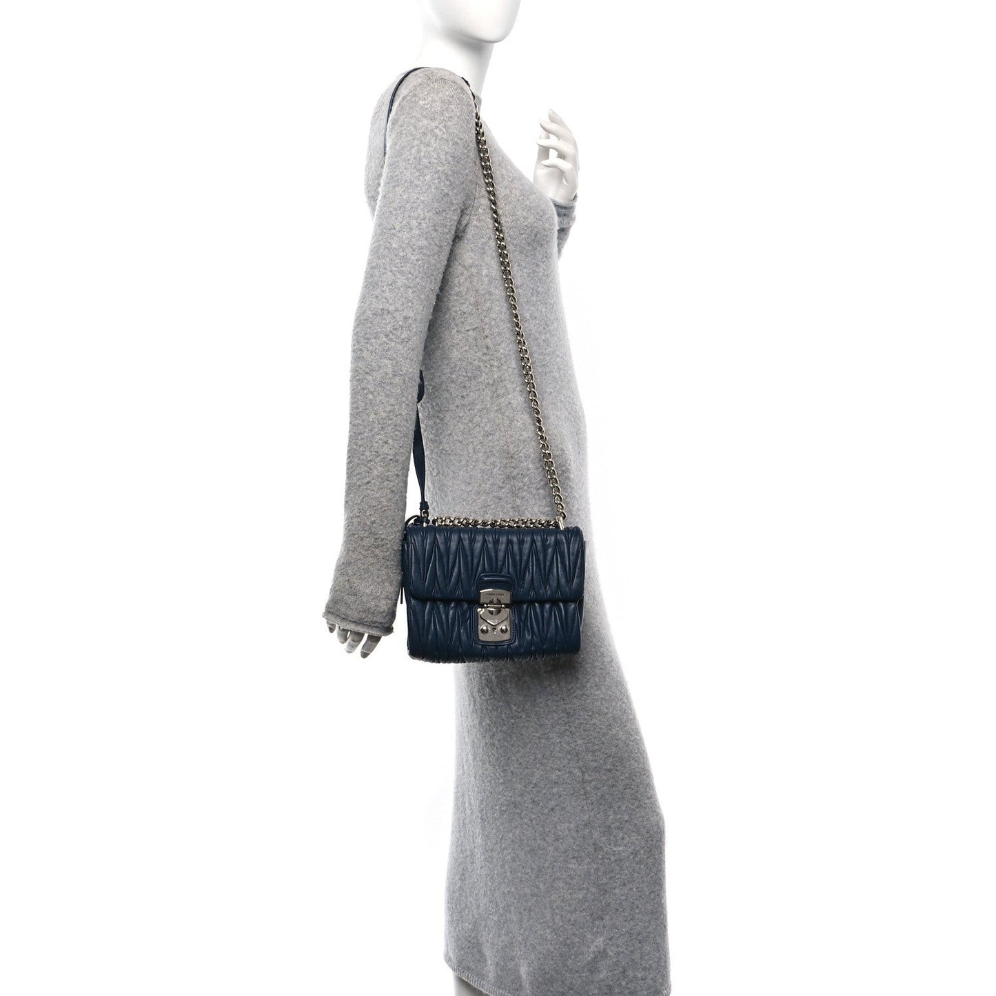 Nappa Matelasse Flap Bag Navy