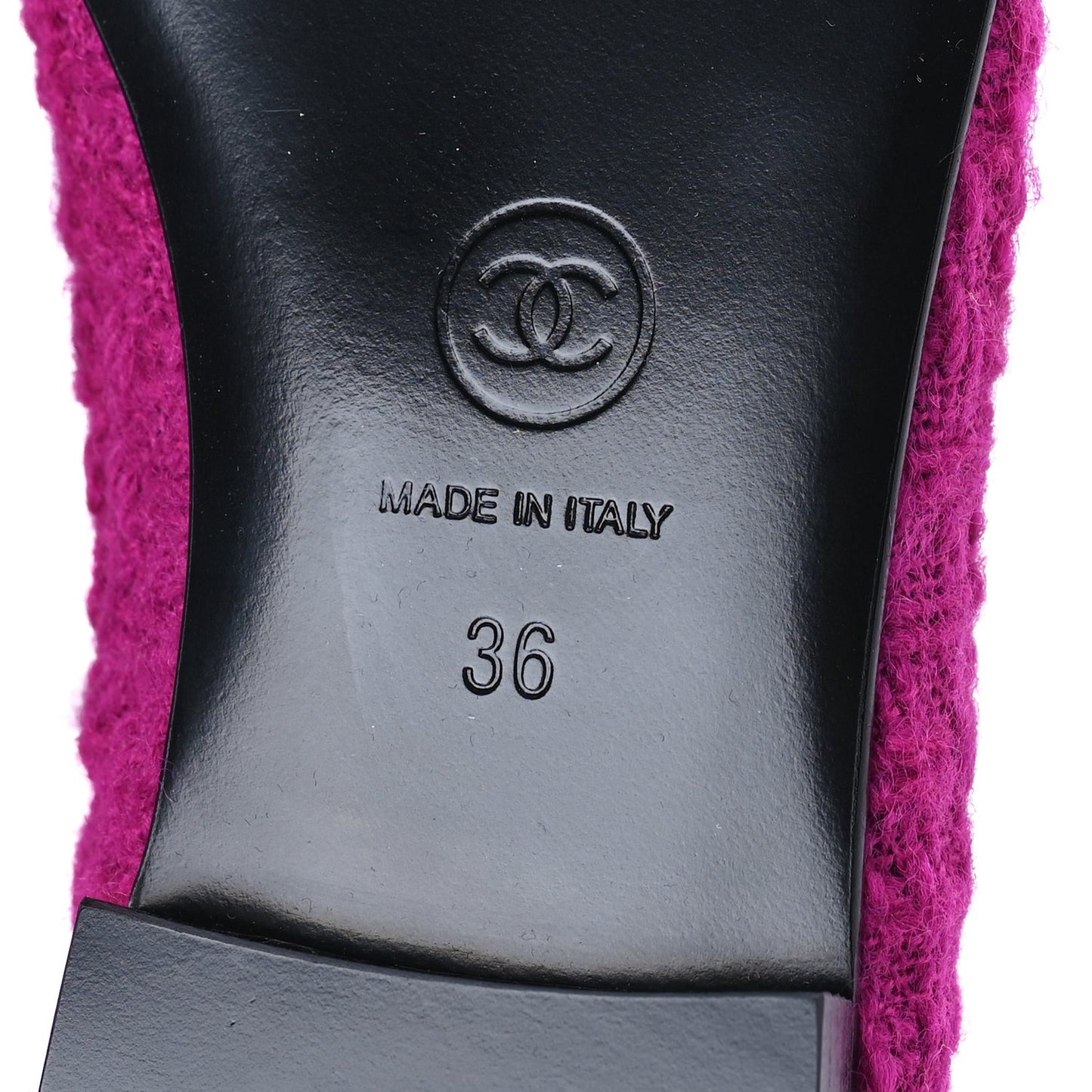 Tweed Patent Cap Toe Ballerina Flats 36  Pink Black