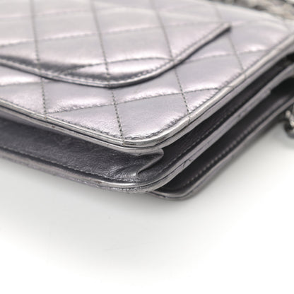 Chanel Metallic Aged Calfskin Quilted Reissue Wallet On Chain WOC Dark Silver 12 of 17