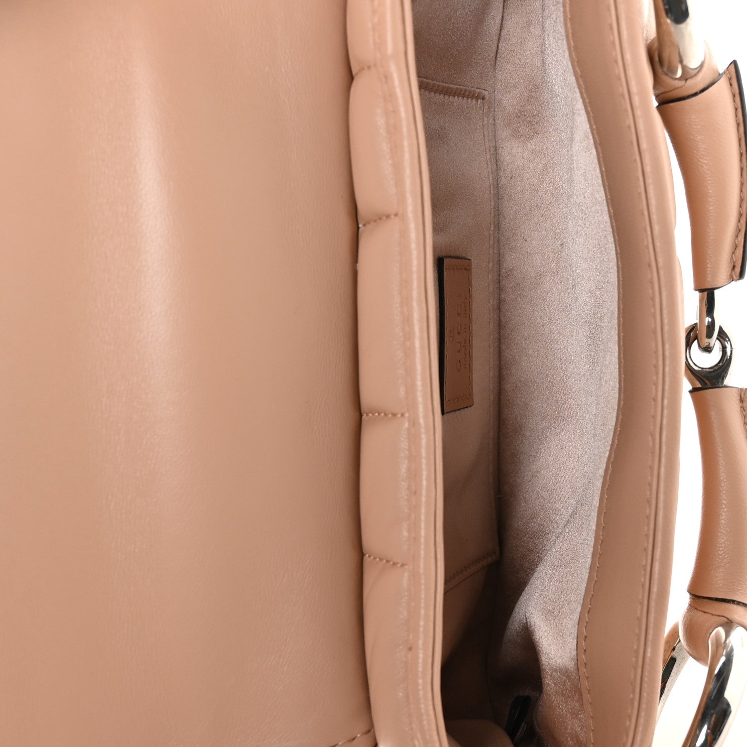 Gucci Nappa Vertical Matelasse Small Maxi Horsebit Chain Shoulder Bag Beige 5 of 11