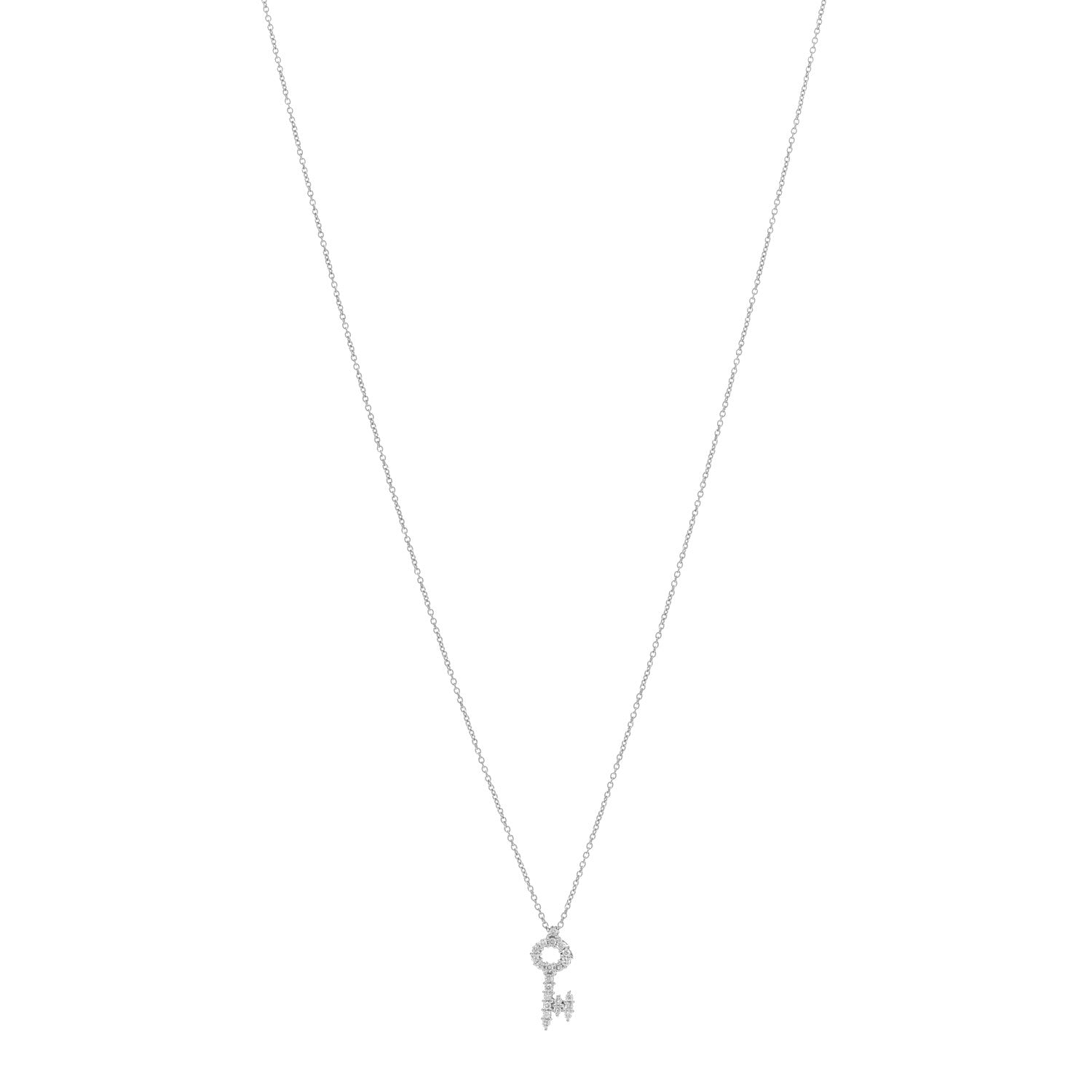 Roberto Coin 18K White Gold Diamond Tiny Treasures Baby Key Pendant Necklace 1 of 4