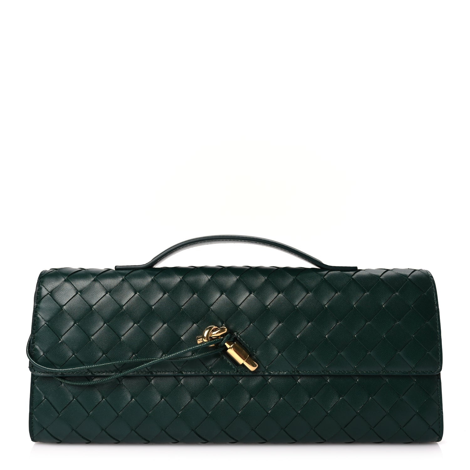 Bottega Veneta Nappa Intrecciato Long Andiamo Top Handle Clutch Emerald Green 1 of 7
