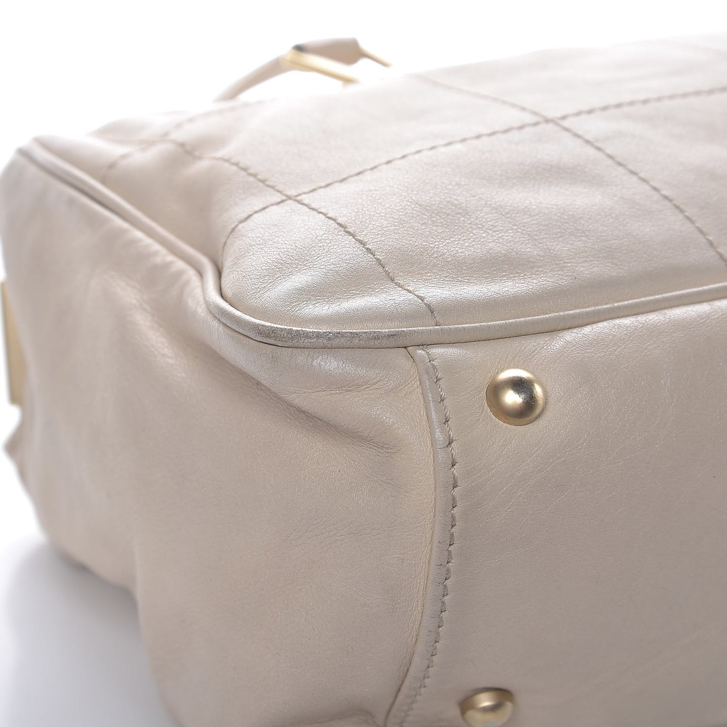 Calfskin Square Stitched Tote Ivory