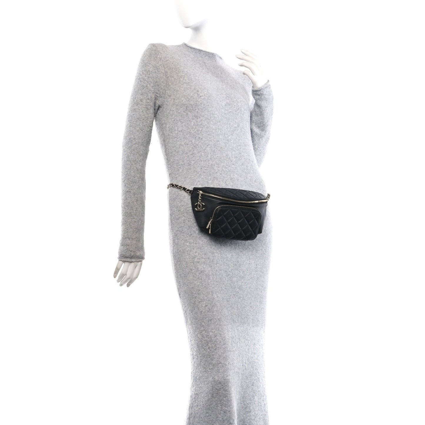 Caviar Quilted Business Affinity Waist Belt Bag Black