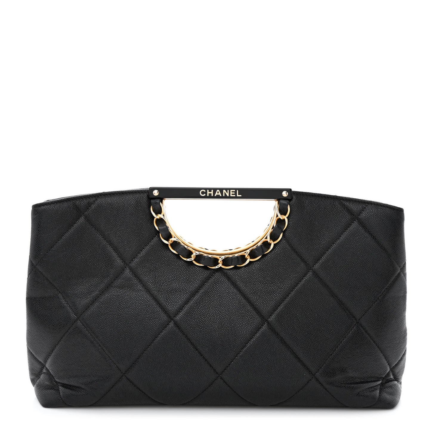 Caviar Quilted A Real Catch Clutch Black