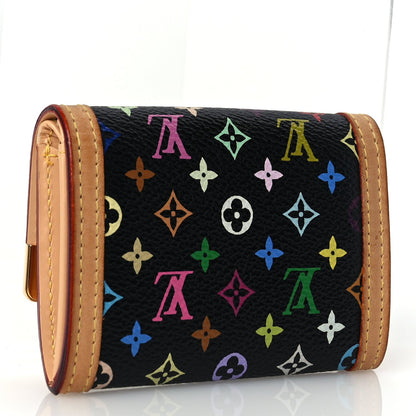 Louis Vuitton Monogram Multicolor Porte-Monnaie Plat Coin Purse Black 3 of 7