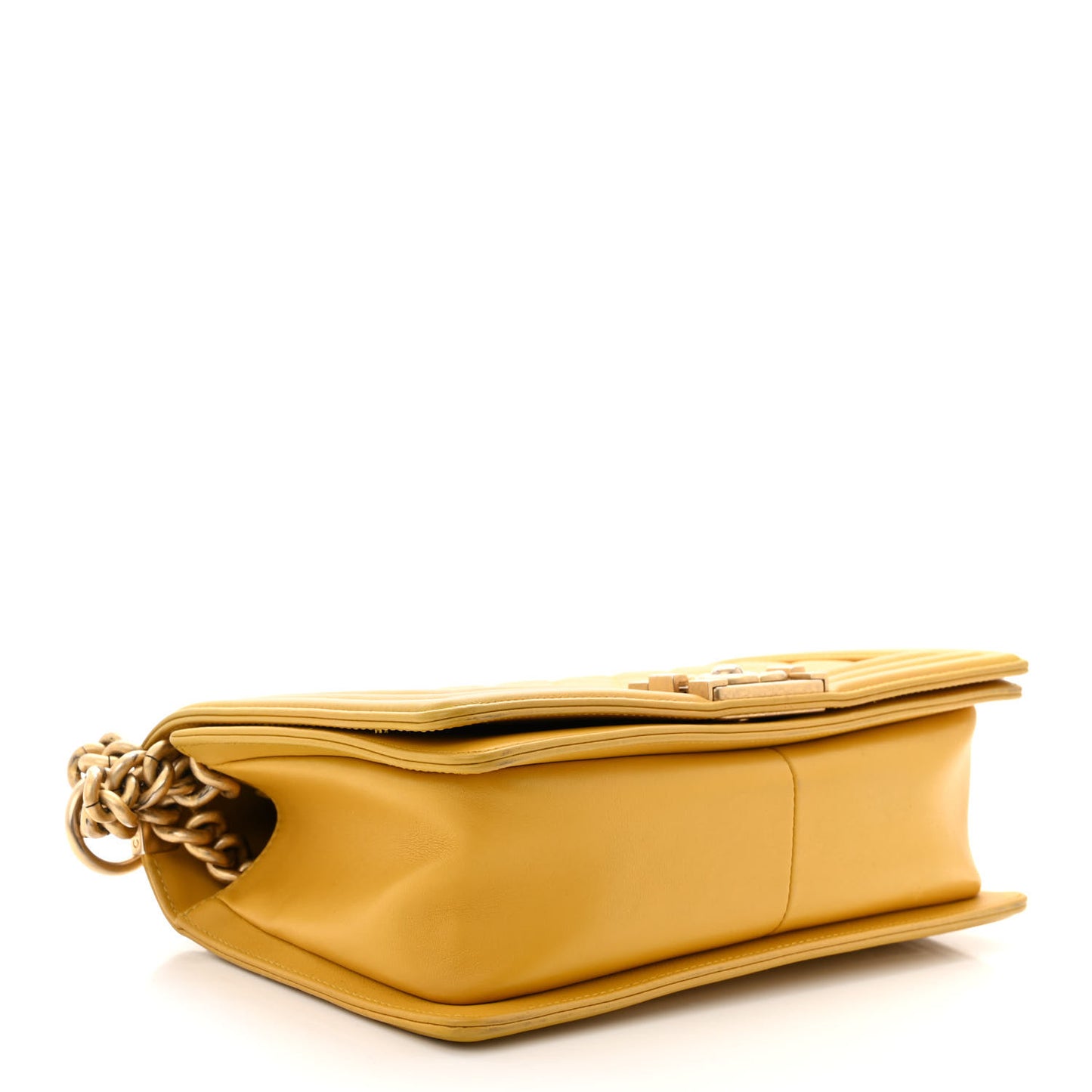 Calfskin Quilted Medium Boy Flap Yellow