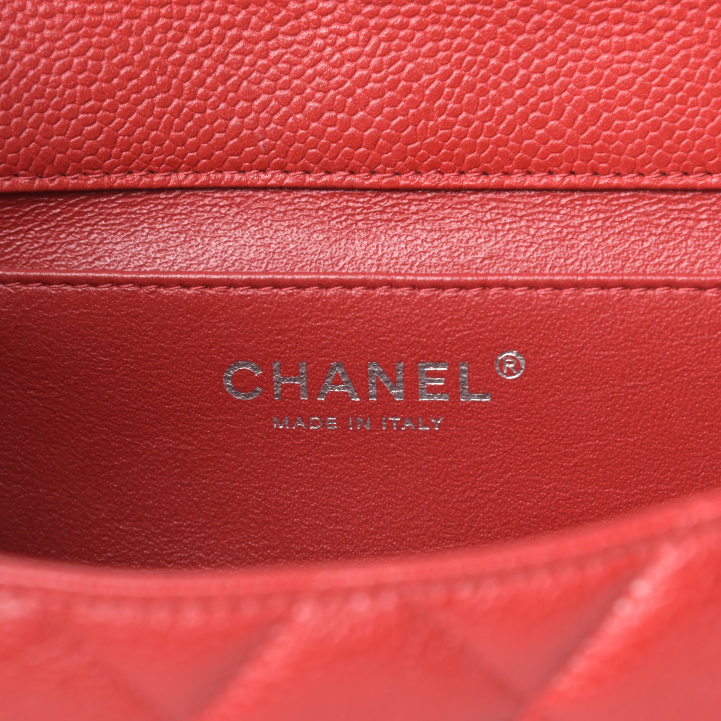 Caviar Quilted Clutch With Chain Flap Red