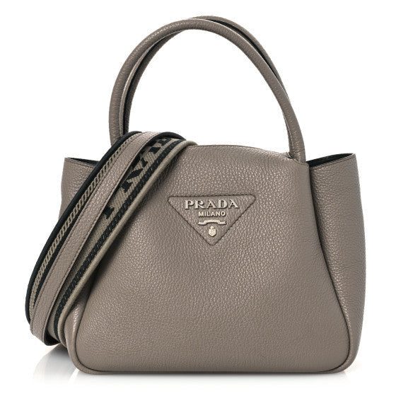 Prada Vitello Daino Soft Small Zippered Top Handle Bag Ninfea 1 of 7