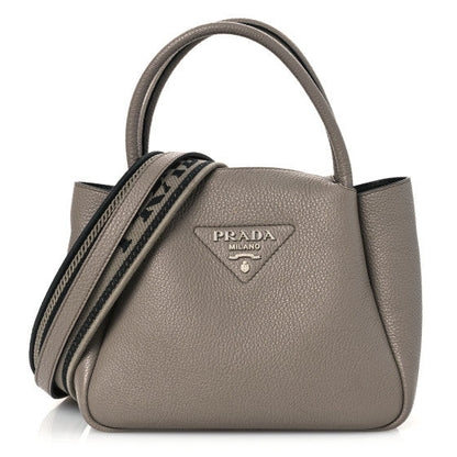Prada Vitello Daino Soft Small Zippered Top Handle Bag Ninfea 1 of 7