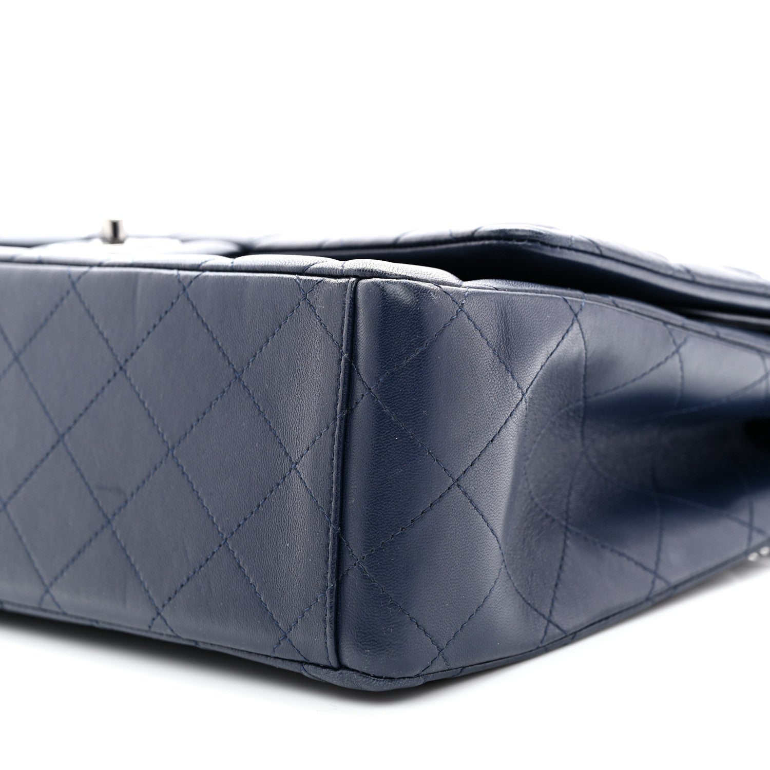 Chanel Lambskin Quilted Maxi Double Flap Dark Blue 10 of 10