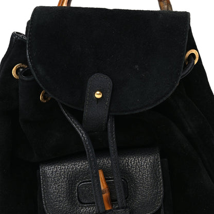 Gucci Calfskin Suede Bamboo Mini Backpack  Black 6 of 8
