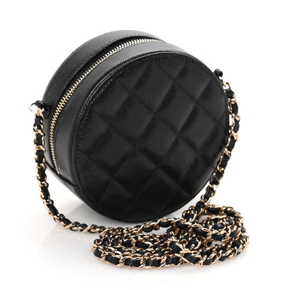 Chanel Caviar Quilted Round Clutch With Chain Black 2 of 9
