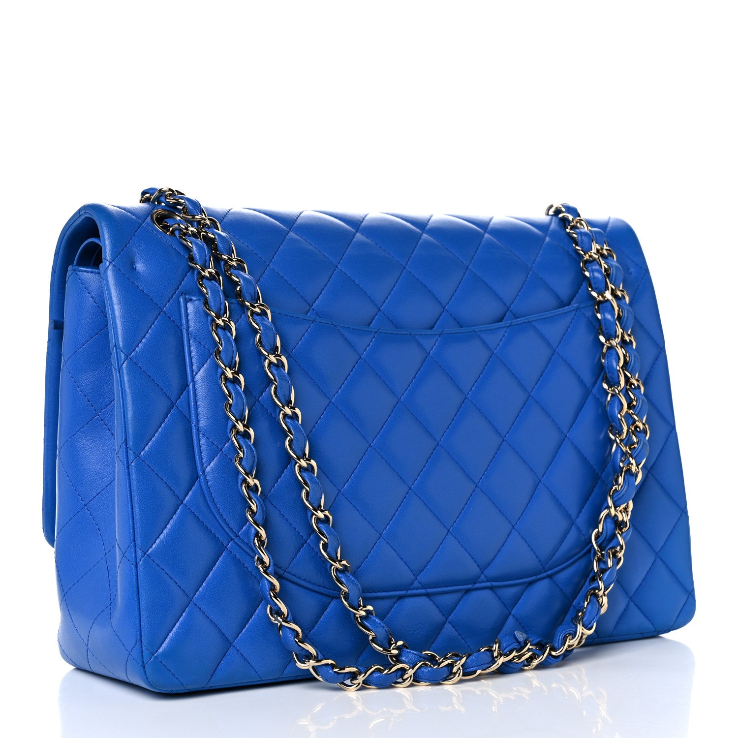 Chanel Lambskin Quilted Maxi Double Flap Blue 2 of 15