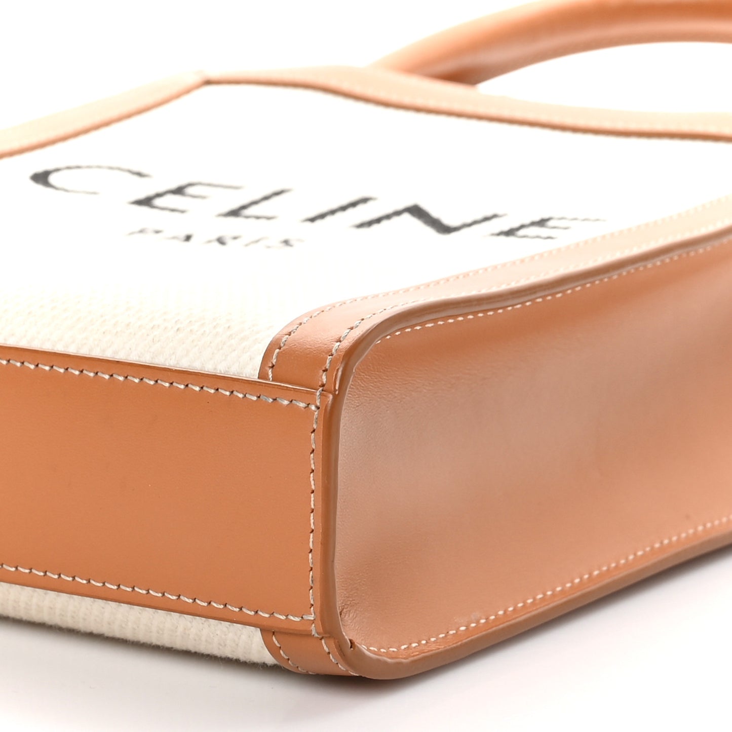 Canvas Calfskin Mini Vertical Cabas Natural Tan